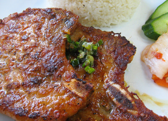 Grilled Pork Chops over Rice (#55)