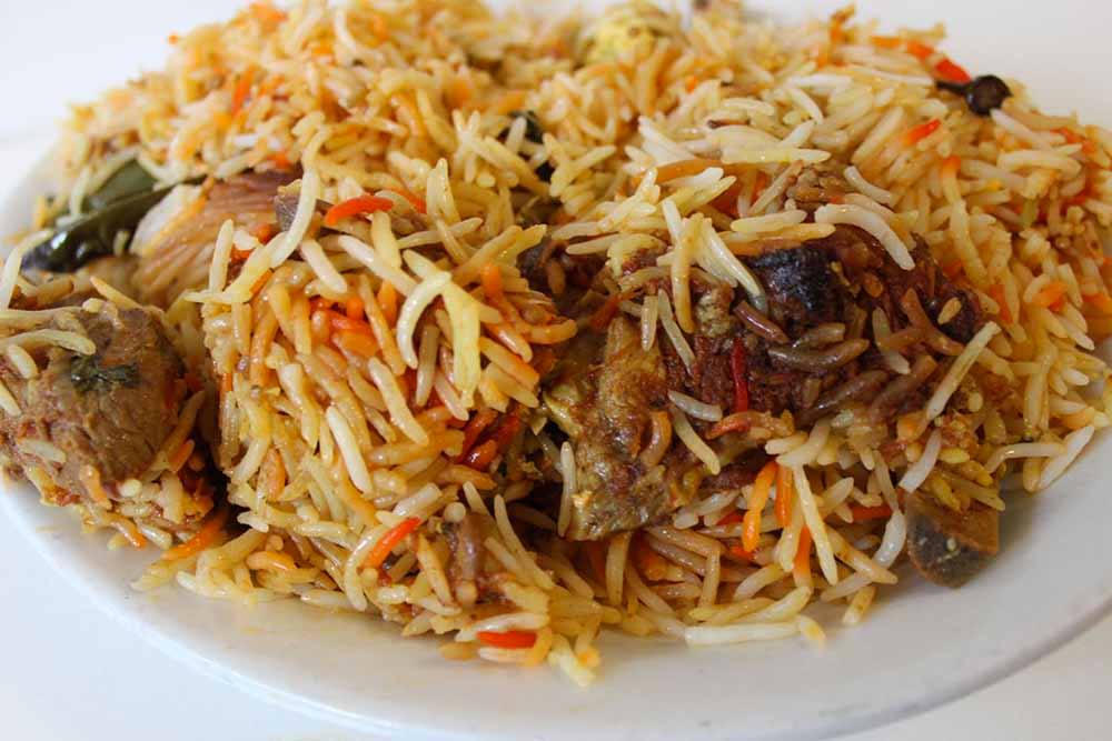 Royal Taj India Cuisine Goat Biryani ineons